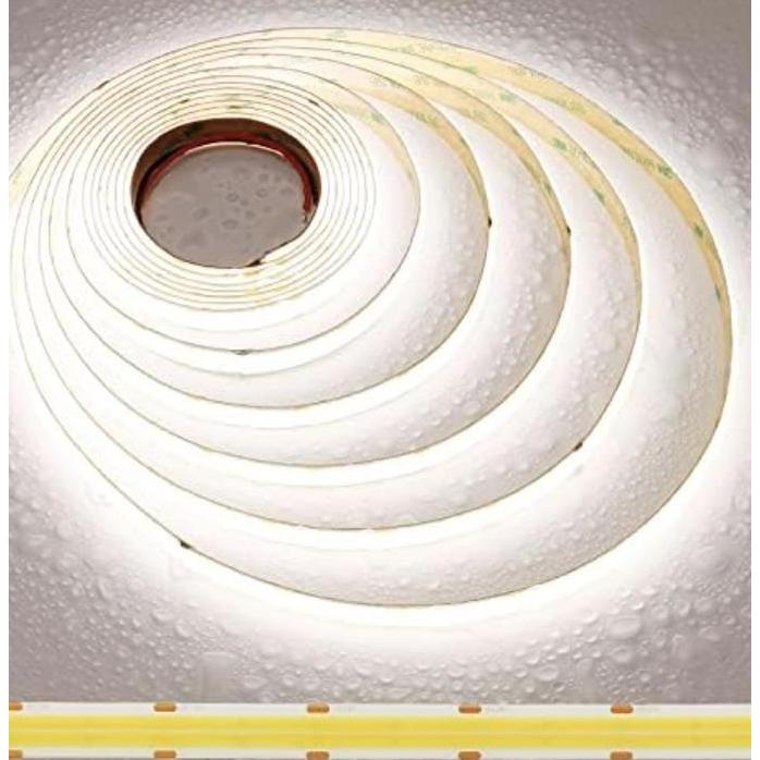 cob led strip dim 5000k putih 24v 5m cri90 premium dotless ip20  14w/m