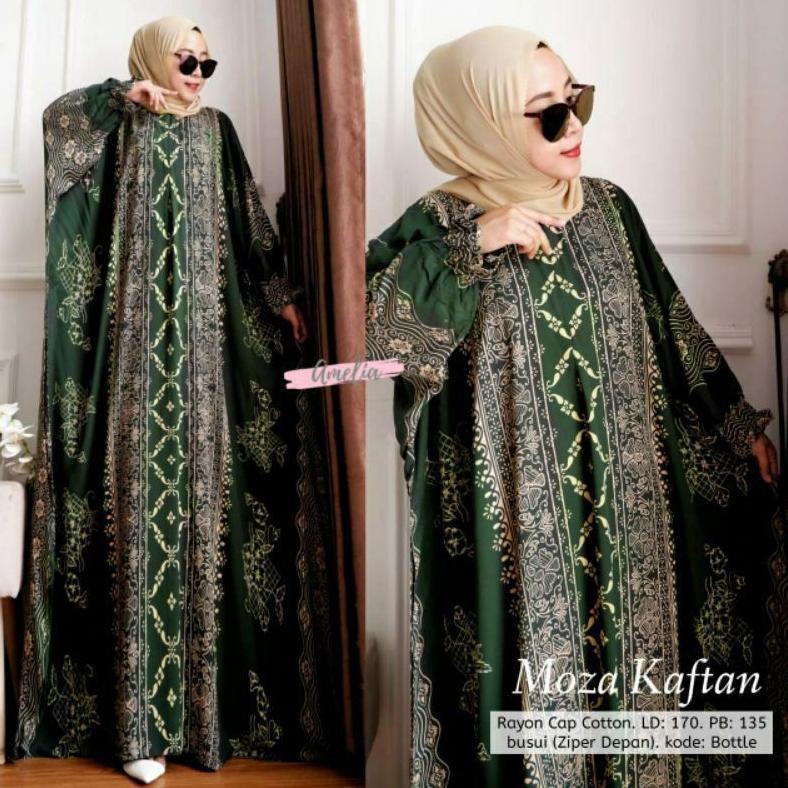 PROMO TERBARU Terbaru MOZA Kaftan Unique Ori Jumbo Busui Resleting Depan Rayon GRADE A Bisa Cod