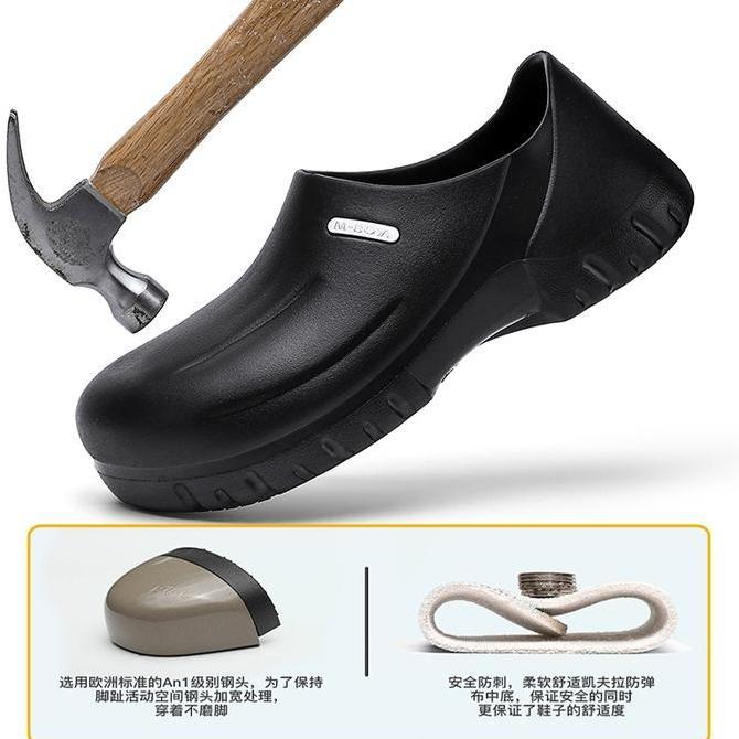 M-BOYA Sepatu Kitchen Anti-Slip M-BOYA Ujung Besi Chef Shoes EVA+PU Tahan Air Melindungi dari Bentur