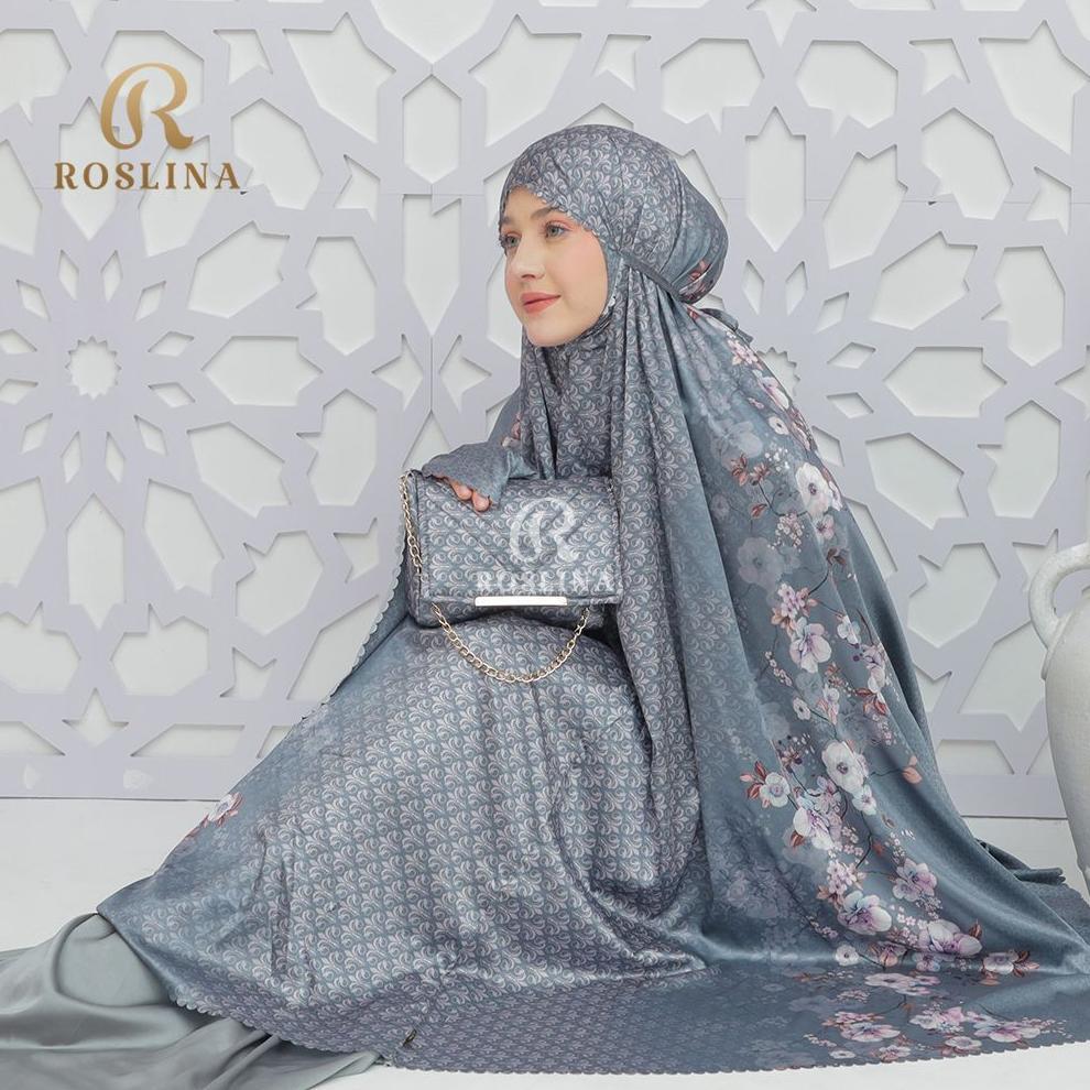 Roslina Mukena Maxmara Luxury Jumbo Printing Laser cut Silk Motif Premium