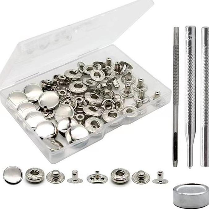 Kapanpun- 52Pcs Kancing Jepret Besi 831 Kancing Jepret Cetet Kancing Jepret Anti Karat + 4Pcs Alat P