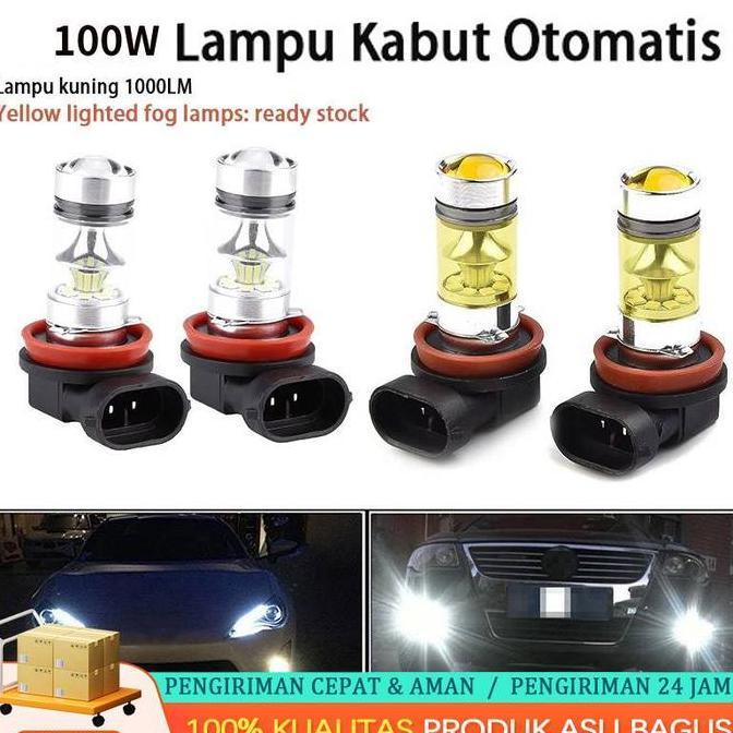 AISYAHAAFIL - 2PCS MOBIL LED LAMPU KABUT LED H11 H8 4300K 100W 1500LM SUPER TERANG WARNA KUNING PUIT