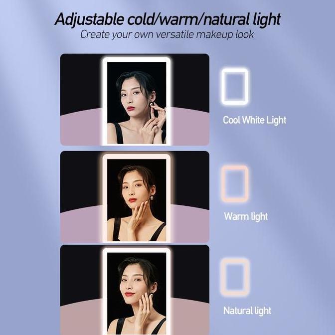 Cermin Rias Makeup LED /Foldable Vanity Mirror Cermin Meja /pencahayaan Tiga Nada / Mirror LED Charg
