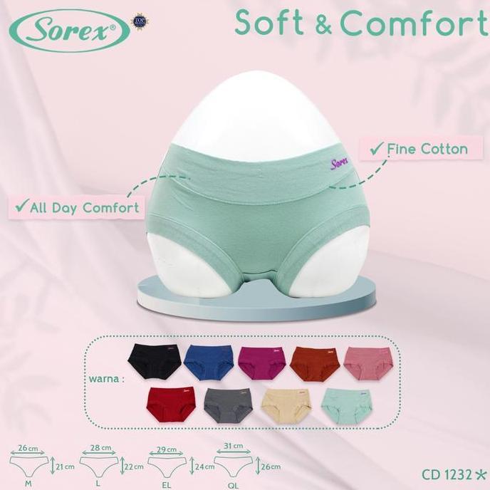 Nixwhat- Sorex Celana Dalam Wanita - Cd 1232 - Midi Panty - Stretch Soft & Comfort - M - Xxl Basic K