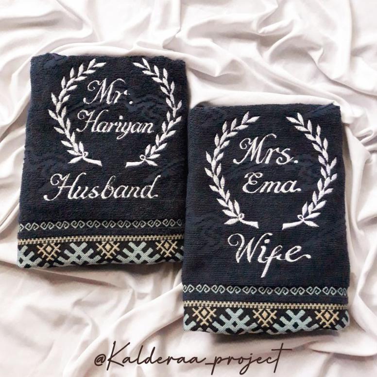 [FT] Handuk Bordir Couple isi 2 PCS Handuk / Handuk Seserahan / Kado Pernikahan Handuk / Bordir Hand