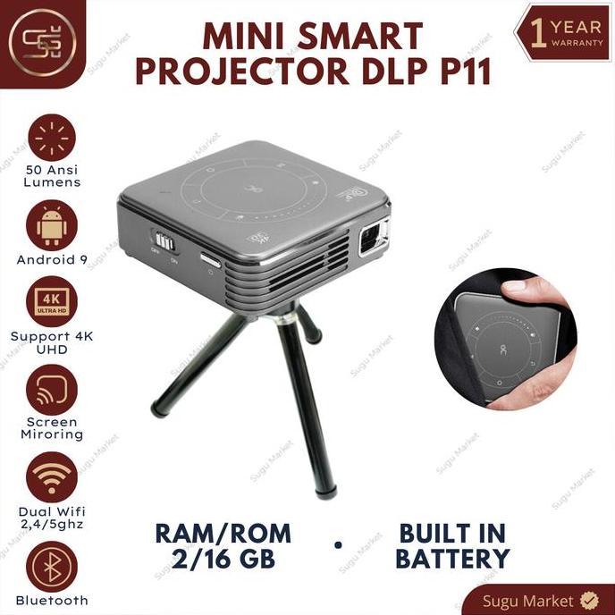 NEW DLP P11 Mini Smart Projector Android 9 2GB/16GB Airplay Miracast