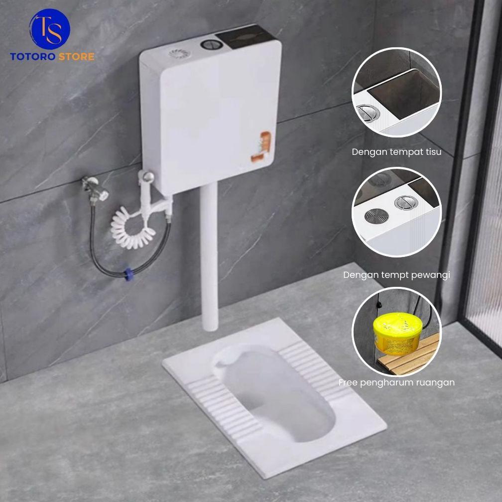 [FT] Kloset Jongkok Mr.Tao 506 1Set - WC jongkok Tanpa Penutup Watertank Flush, Warna Putih,Biru, Pi