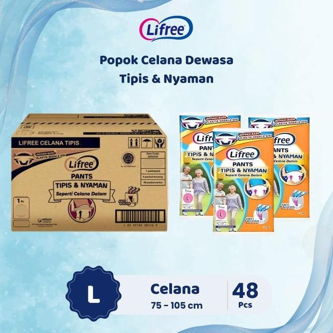 Medkit- Grosir - Lifree L 1 Karton Isi 48 Popok Celana Dewasa Tipis