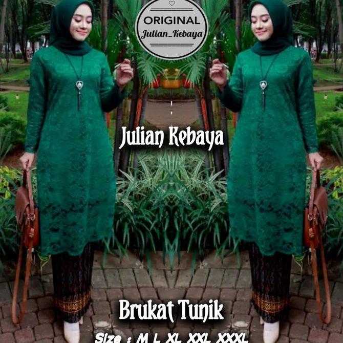 Wkwkwk- Setelan Baju Kebaya Brukat Tunik Wanita Muslim Modern / Atasan Kebaya Brokat Kondangan Wisud