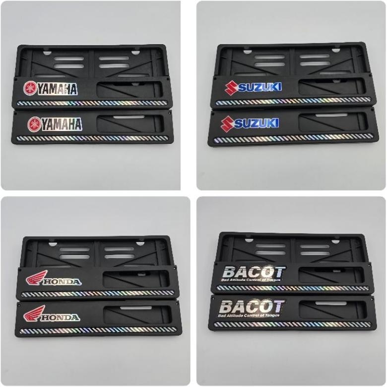 TERLARIS SEPASANG DUDUKAN PLAT NOMOR MOTOR LIST KARBON FREE STIKER HOLOGRAM HONDA SAYAP - COVER PLAT