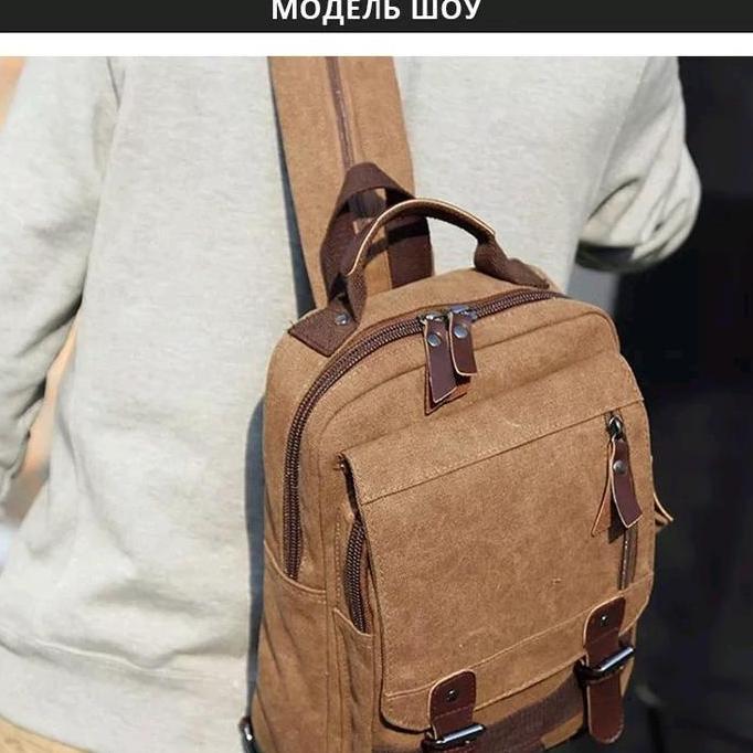 DS286 - Ransel Pria Kanvas Mini Import Tas kain Kanvas Backpack