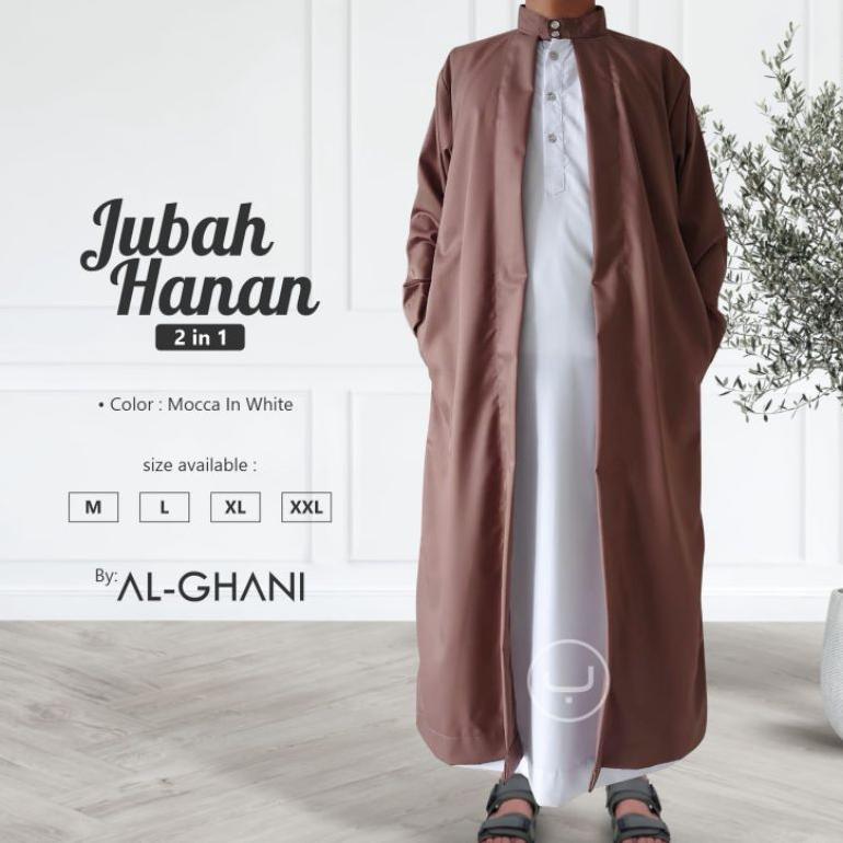 BEST SELLER 1 SET JUBAH PRIA LUAR DALAM, JUBAH HANAN 2 IN 1, JUBAH GAMIS PRIA PREMIUM BAHAN KATUN EX