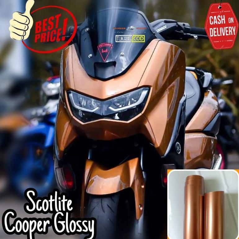 BEST SELLER Sticker Scotlite Warna Cooper Glossy Scotlite Motor Coklat Skotlet Motor Cooper