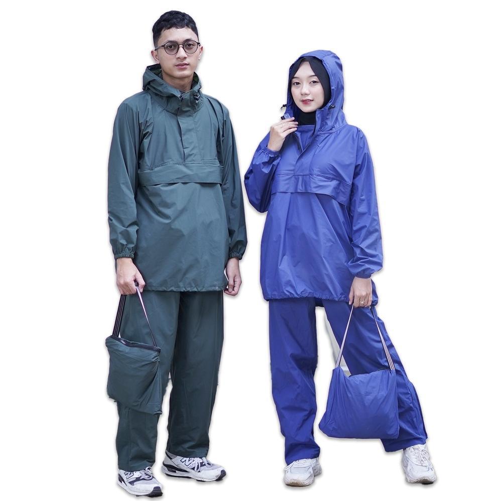 ORIGINAL JAS HUJAN KANGAROO RAINCOAT SAKU ANTI BOCOR KANTUNG KANGGURU SETELAN PRIA WANITA DEWASA RAI