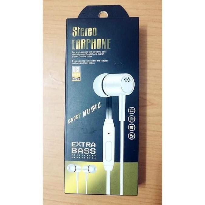 Headset Earphone Good Quality In-Ear Wired HIFI Stereo MicrophoneD21 Original