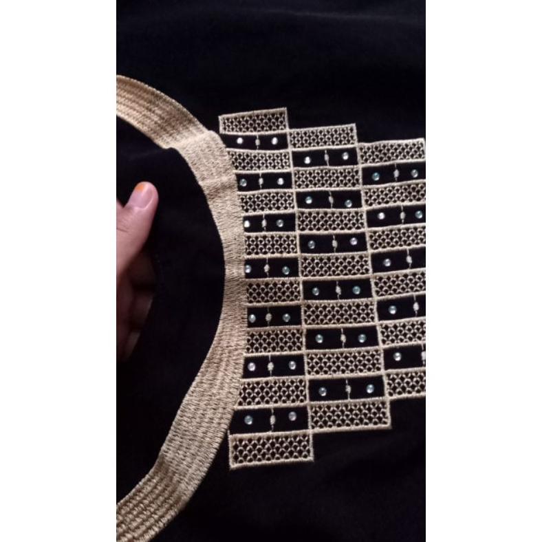 Saless Gallery Exclusive Abaya Hitam Gamis Bordir Piramid