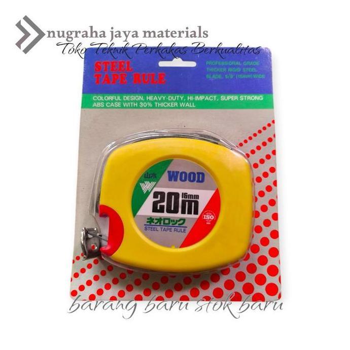Meteran Roll Pita Baja 30 Meter WOOD Meteran Roll Alat Pengukur Jarak