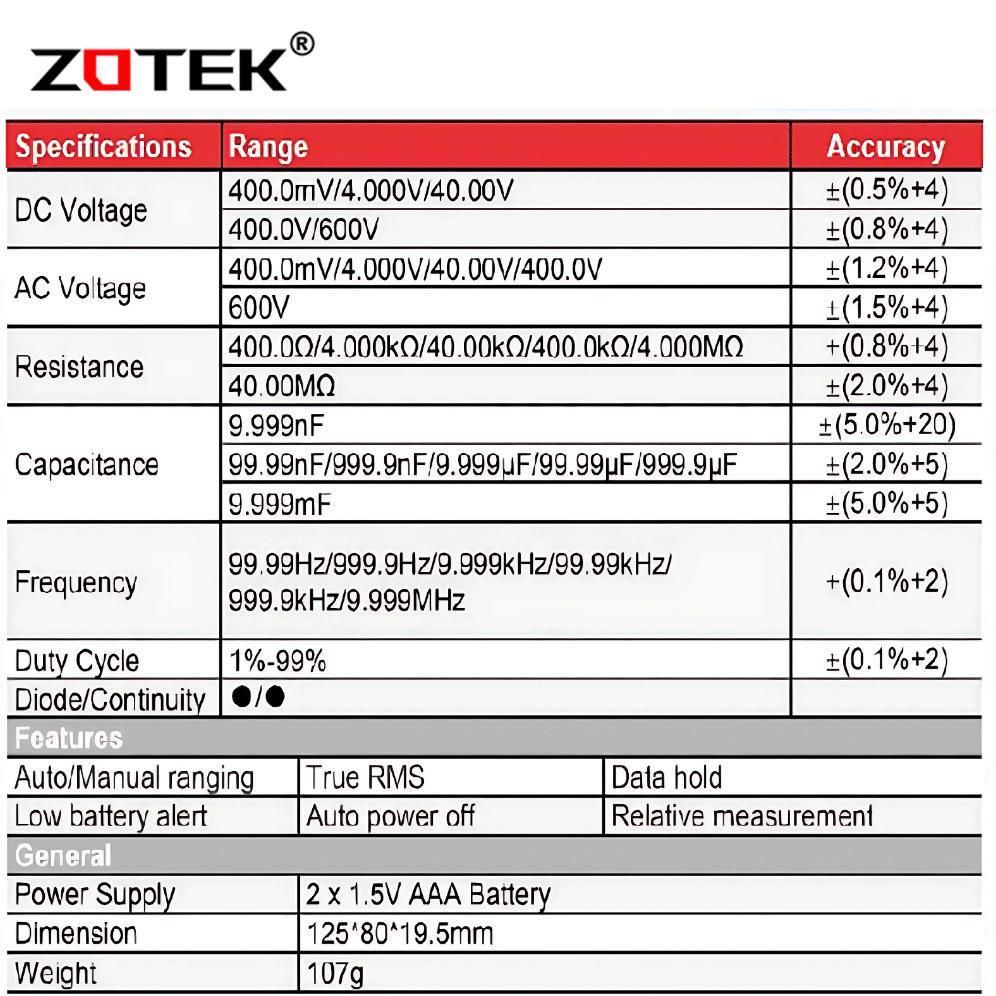 Avometer Digital Zotek Vc921 / Multitester Digital Vc921 Original