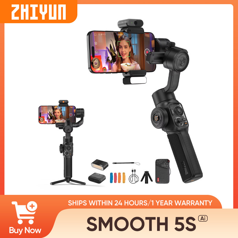 ZHIYUN SMOOTH 5S AI Tracking Gimbal untuk Smartphone 3-Axis Stabilizer Isi lampu Gimbals untuk iPhon