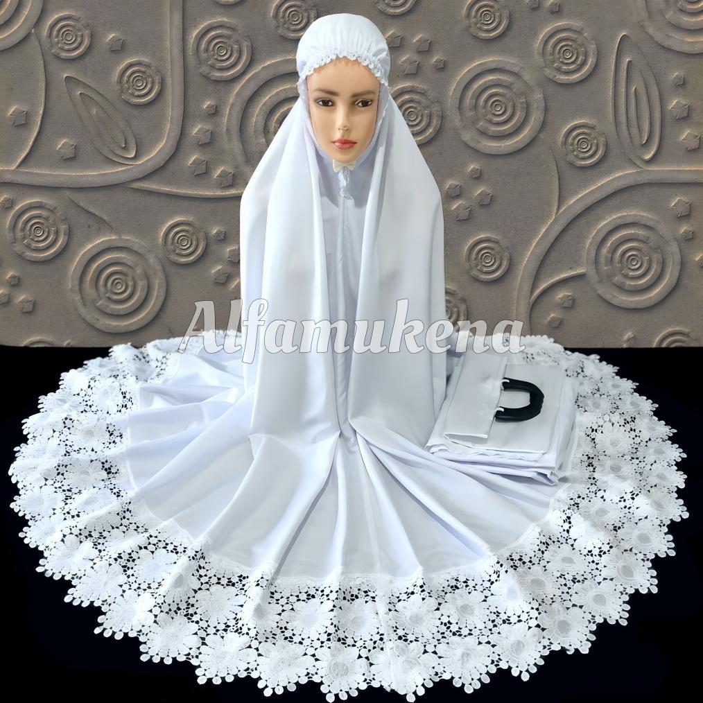 Terlaris Mukena Dewasa Katun Premium Renda Putih Elegan