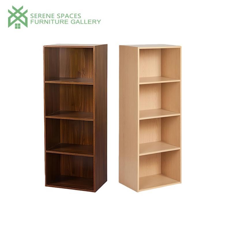 [BEST BUY] SERENE SPACES Rak Buku Kayu 4 Susun Rak Buku Susun Minimalis Lemari Display Serbaguna Rak