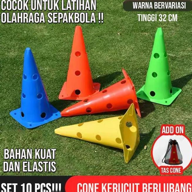 Set Paket 10 Pcs Cone Kerucut Berlubang Kun Kerucut Marker 32 Cm Cocok Untuk Latihan Sepakbola Murid