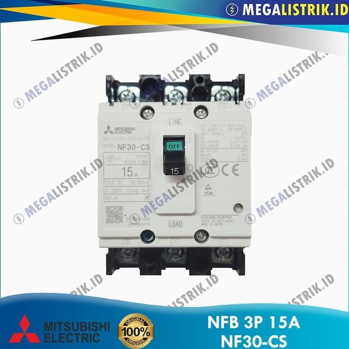 Promo Mitsubishi MCCB 3P 15A NF30-CS / NFB / No Fuse Breaker NF30CS 15 Ampere Diskon