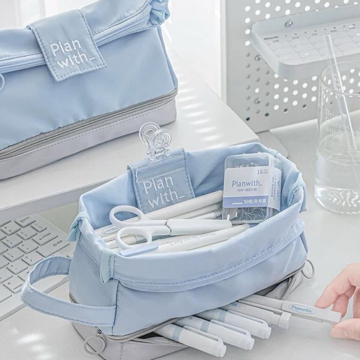 99KHOME Tempat Pensil Besar Aesthetic Multifungsi Tas Alat Tulis Organizer Stationery Bag Sekolah Ku