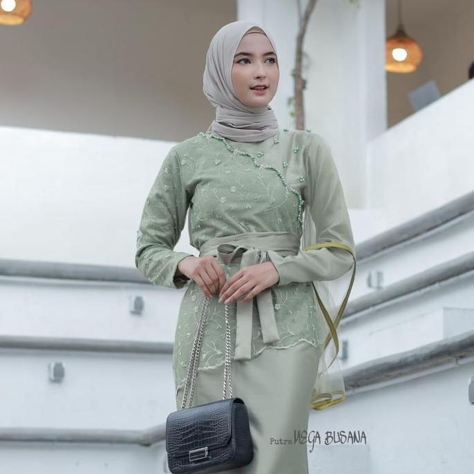 Affia Dress Queenbee Fashion Gamis Muslim Wanita Pesta Kondangan Bridesmaid Wisuda Brokat Tile Bordi