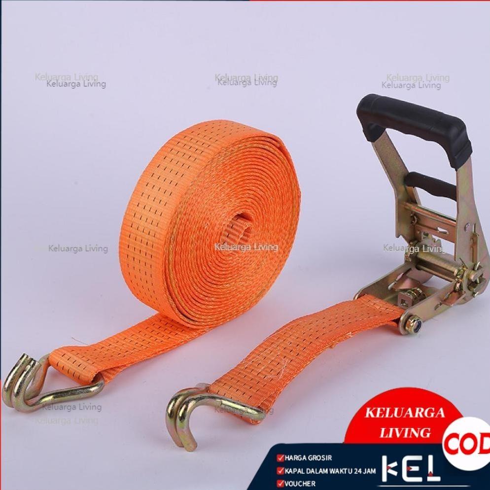 termurah 5cmx 6/8 meter/ 4cm x 4/6/8/10 meter tali pengikat barang motor/ratchet tie down 10ton tali