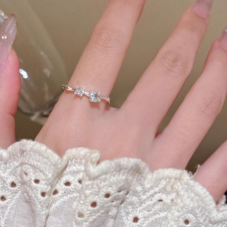 CUCI GUDANG COD Set Cincin Titanium Wanita Korea Modis Cincin Terbuka Cincin Zirkon Kelas Atas Cinci