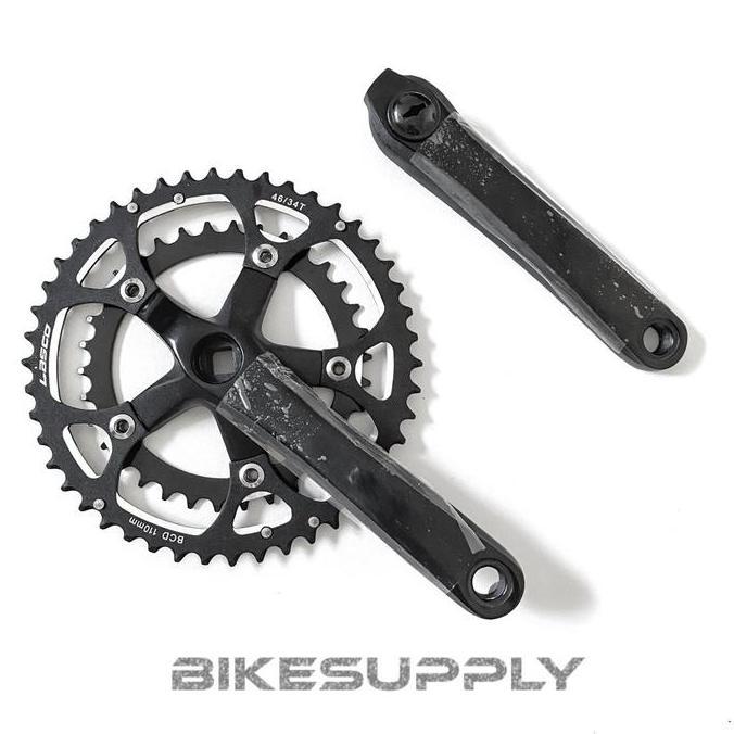 Promo Crank Set (Crankset) Sepeda Merk Lasco CF 37 Double 2 Speed 34 46T BCD 110 Panjang Arm Pendek 