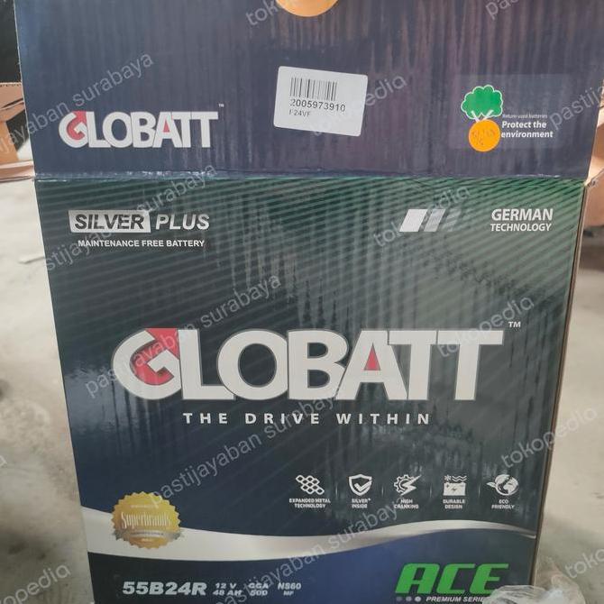 Promo Accu Globatt 55B24R / 55B24L / 55B24RS / 55B24LS / NS60 48Ah Diskon