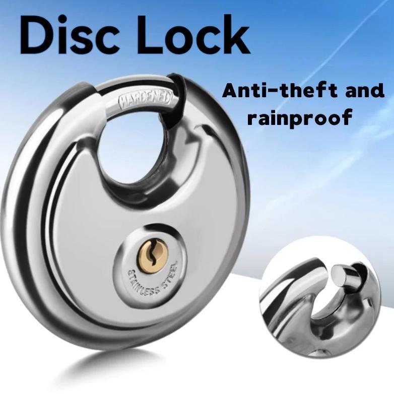 READY STOCK GEMBOK BULAT PADLOCK STAINLESS 70 MM - GEMBOK CAKRAM 70MM - 70MM KUNCI GEMBOK BULAT ANTI