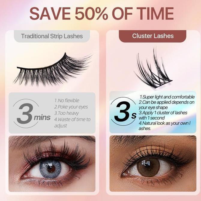 Moumou- Mlen Diary Bulumata M Style Individual Segmented Wispy Cluster Terlaris-C Curl Dengan Panjan