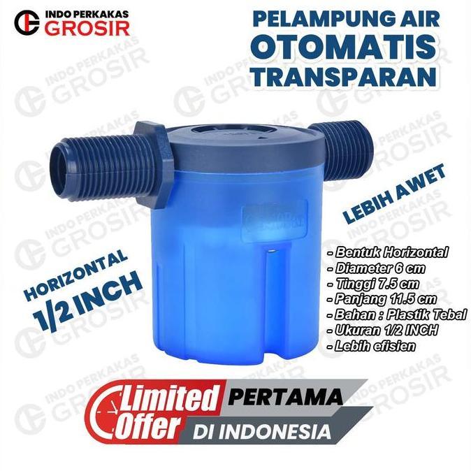 Lancaraja- Pelampung Air Kran Otomatis 1/2 Inch Transparan Toren Kamar Mandi