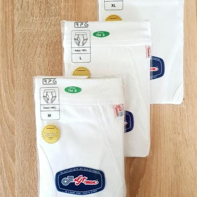 Lansungkirim- Celana Dalam Brief Pria - Gt Man 704 B - S M L Xl - Grosir - Putih