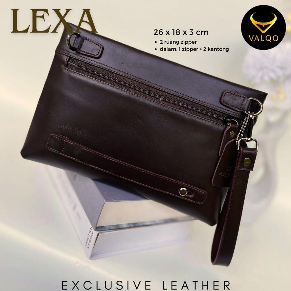 TERBARU VALQO LEXA Clutch kulit Sapi Motif Batik Pouch Kulit Handbag Wanita Pria Tas Tangan