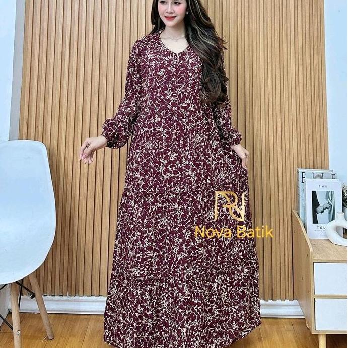 Gratong Gamis Remekan Gamis Jumbo Ld 120Cm Gamis Rempel Susun Dress Rayon Muslim