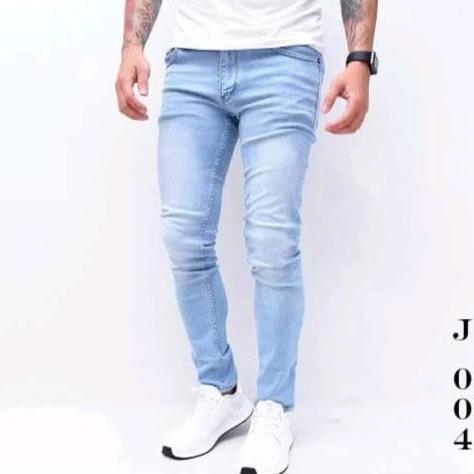 Larisyaa- Celana Skinny Biru Muda Pria/Celana Pensil Pria Distro Jeans