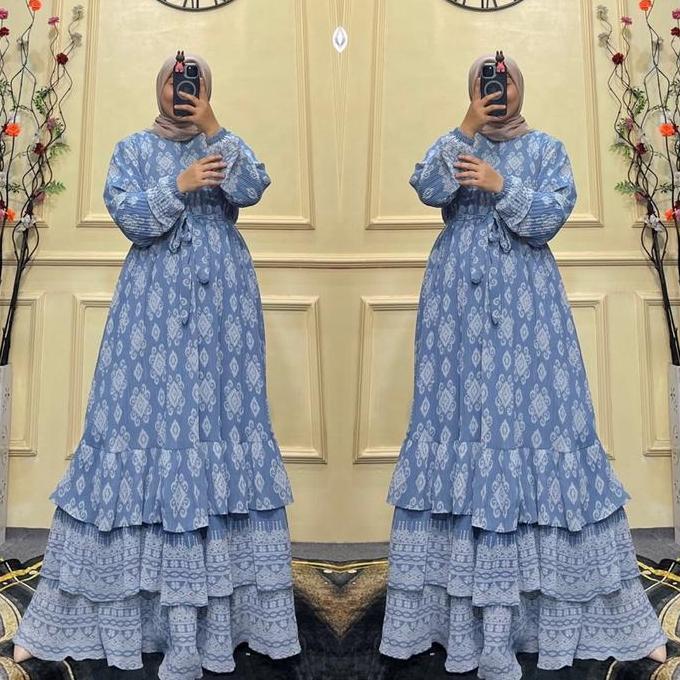Murah  Gamis Ceruti Printing Plisket Premium Dress Plisket Viral