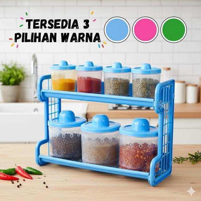 Iyakok- [Aff8] Kitchen Set Tempat Bumbu 7 In 1 Rak Bumbu Dapur Serbaguna Dengan 7 Toples, Bisa Digan