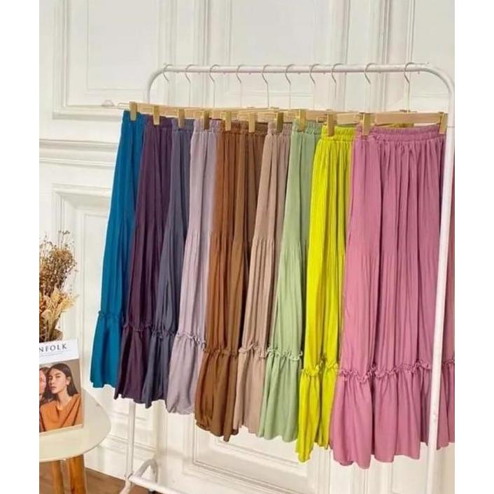 DB132 - ROK SUSUN CLARA ROK LIDI PLISKET PREMIUM TINGKAT ROK POLOS CANTIK KERJA VIRAL GROSIR PGMTA