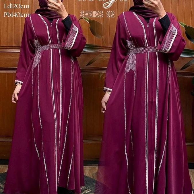 Sekarangaja- Abaya Arumie Series 02 Mewah Baju Gamis Lebaran Marbella Import Jetblack Premium Putih 