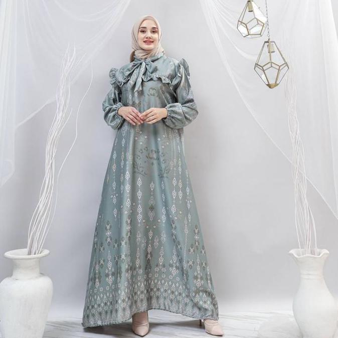 Premium Dress Gamis Denada Wanita Bunga Muslim Syari Maxi Khimar Jilbab Pesta Variasi Zipper Dewasa 