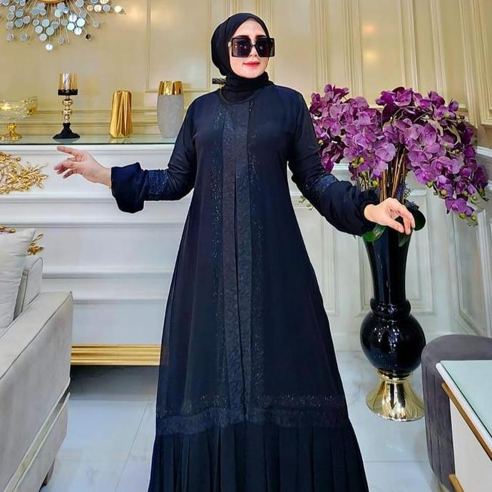 Sekarangaja- Galeri Sicantik - Cod - Gamis Abaya Turki Hitam Polos 2024 - Abaya Hitam Motif Polos Le