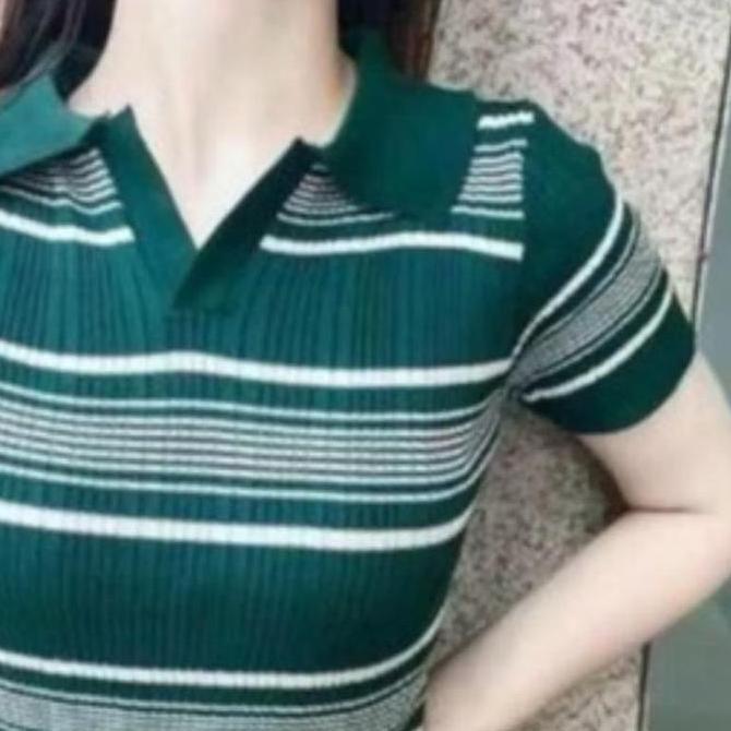 DS288 >> Dress Lisai Rajut Wanita Motif Salur Casual