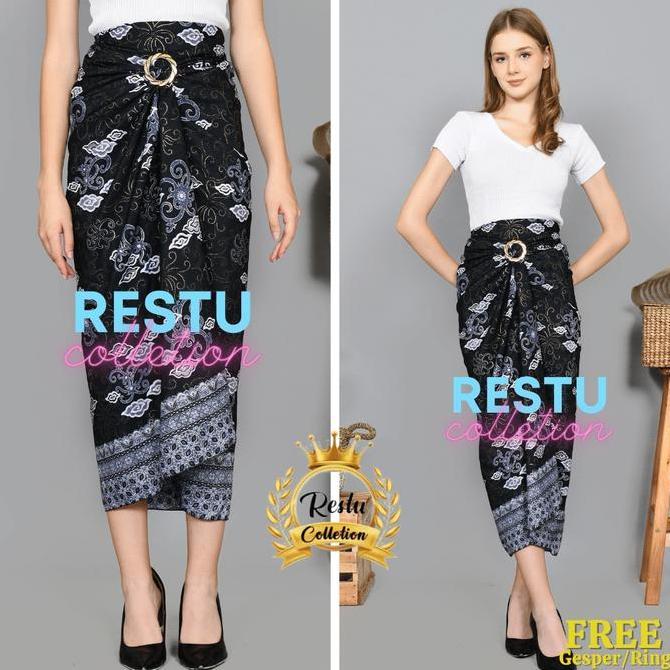 DS29 >> ROK LILIT MOTIF BATIK MEGAMENDUNG SILVER BAWAHAN WANITA KEBAYA WISUDA KONDANGAN TUNANGAN NIK