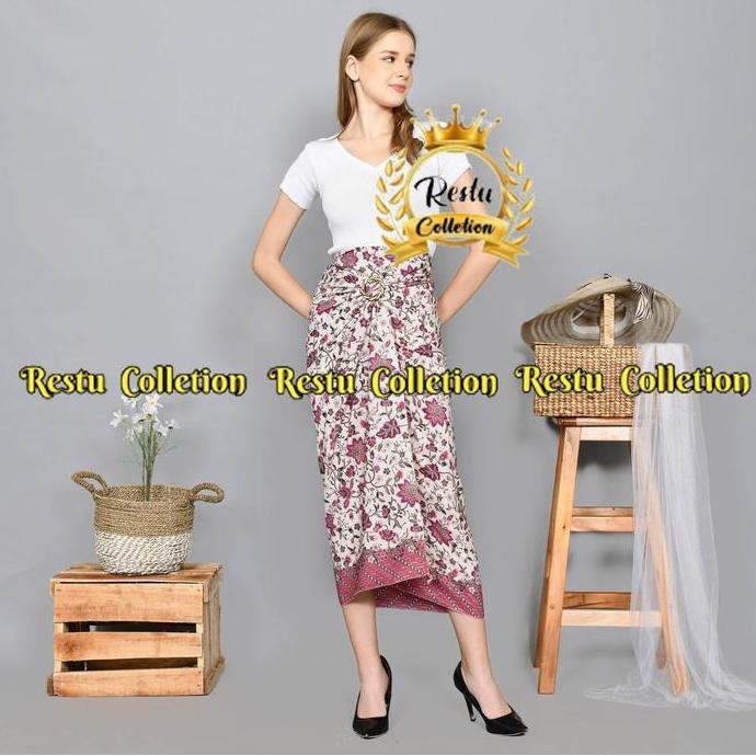 DI6 >> Rok Lilit Motif Batik Tanjung Pink Bawahan Wanita Kebaya Wisuda Kondangan Tunangan Nikahan Ba