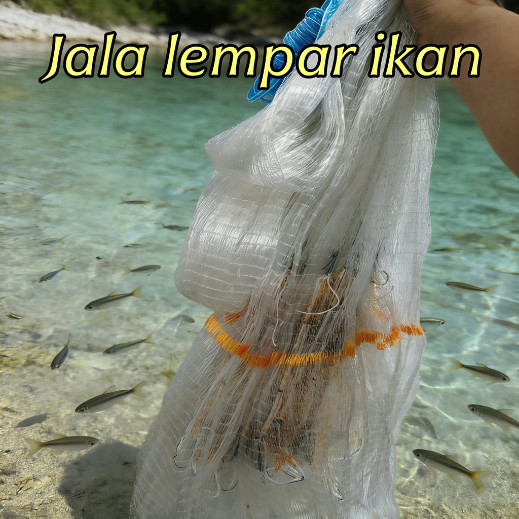 TERMURAH... Jala Lempar Ikan Ukuran 1 inch Tinggi 3 Meter Bahan Senar/Tansi 0.25 Mm